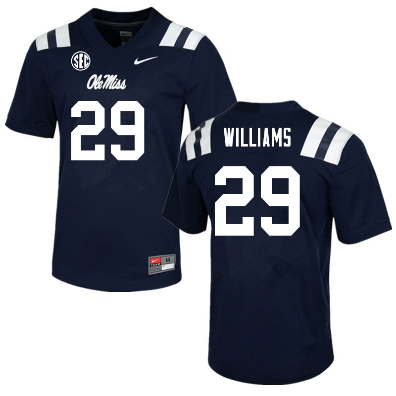 Men #29 Demarko Williams Ole Miss Rebels College Football Jerseys Sale-Navy